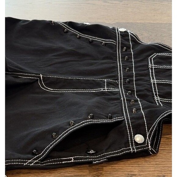 Tripp NYC Daang Goodman Darkstreet Goth Studded Bib Shortalls Women’s Sz S Black - Picture 7 of 14